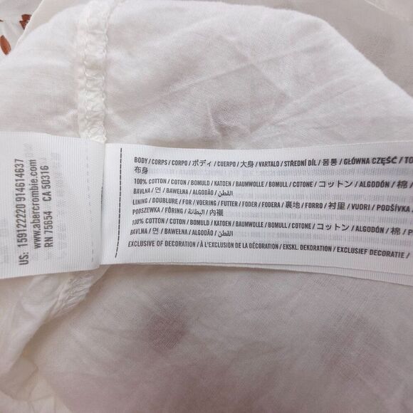 ABERCROMBIE Puff Sleeve Fit and Flare Cottagecore Mini Dress White Polkadot Boho - Picture 7 of 8